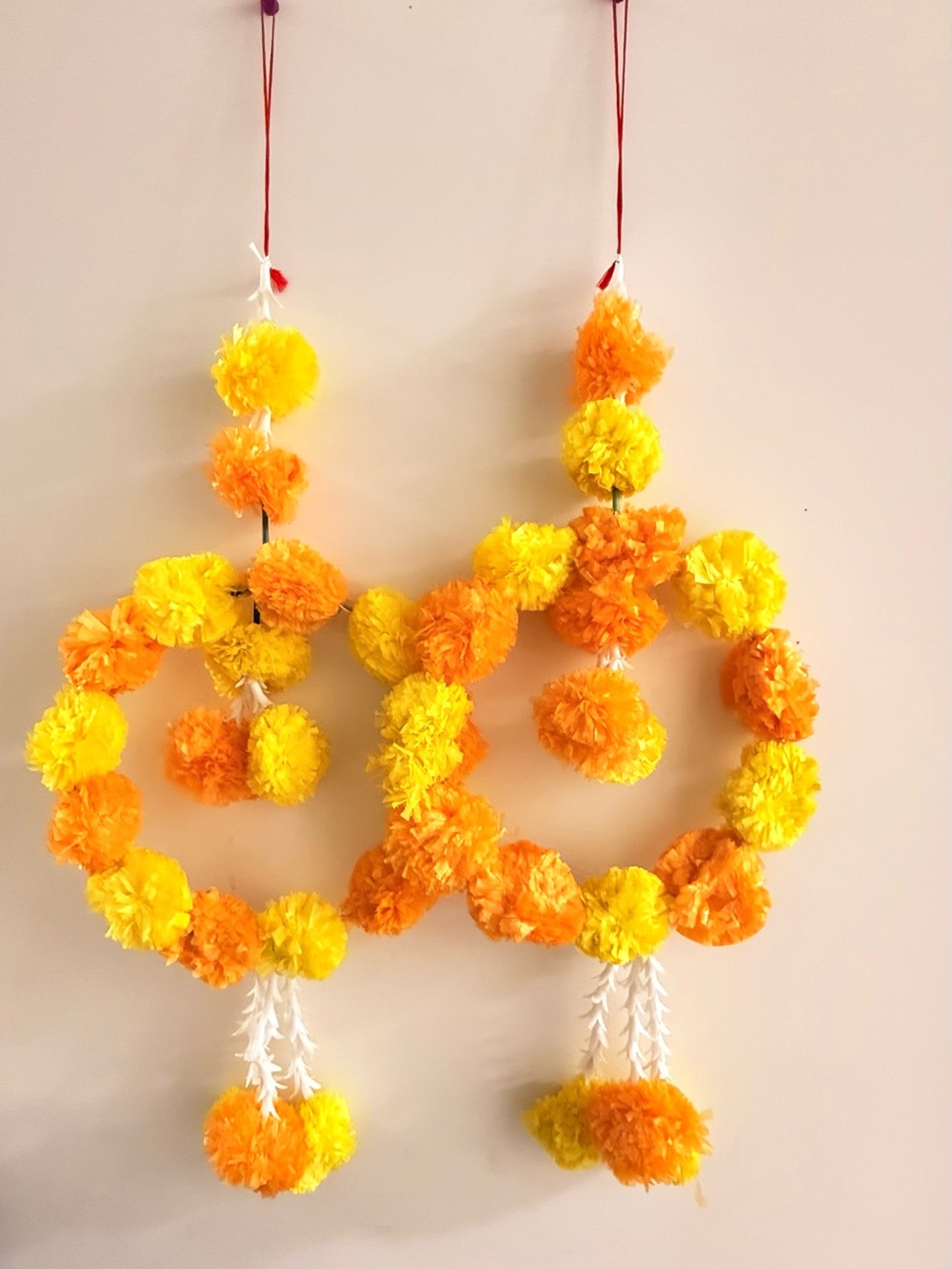 Set of 2 Handmade Yellow & Orange Floral Wall Hanging